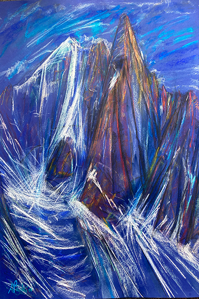 La Verte et les Drus - Pastel on paper